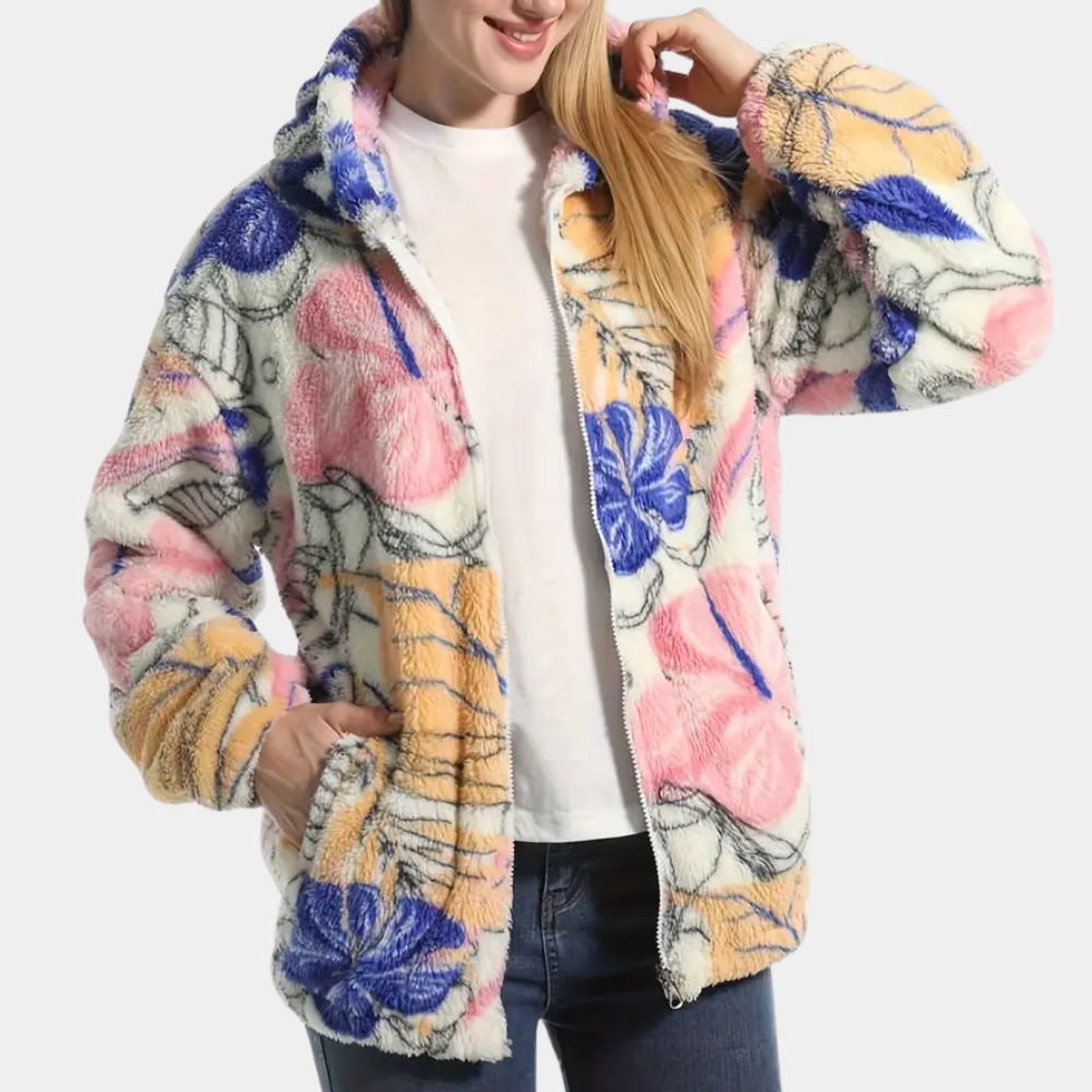 EB | Blümchen Winterjacke mit Kapuze für Damen