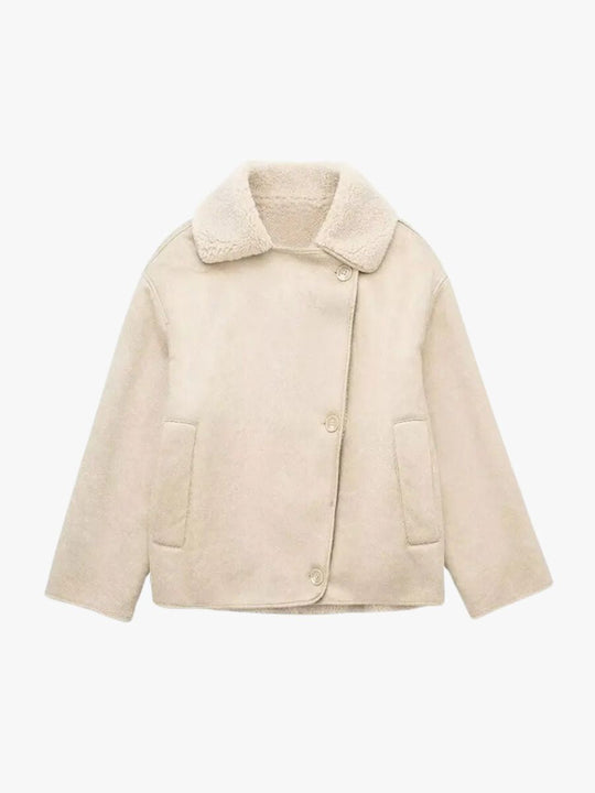 EB | Stilvolle Jacke mit Kunstleder und Fleece Details
