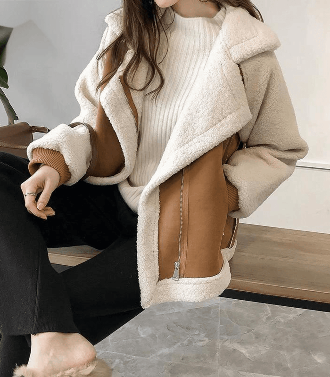EB | und Kuschelige Damenjacke mit Fellimitat