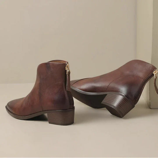 EB | Damenstiefelette Aus Leder mit Blockabsatz