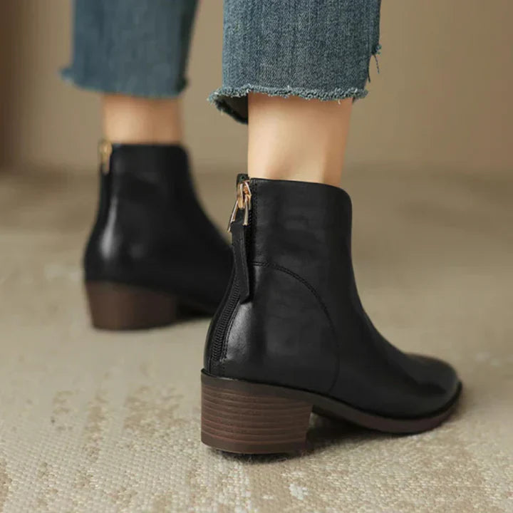 EB | Damenstiefelette Aus Leder mit Blockabsatz