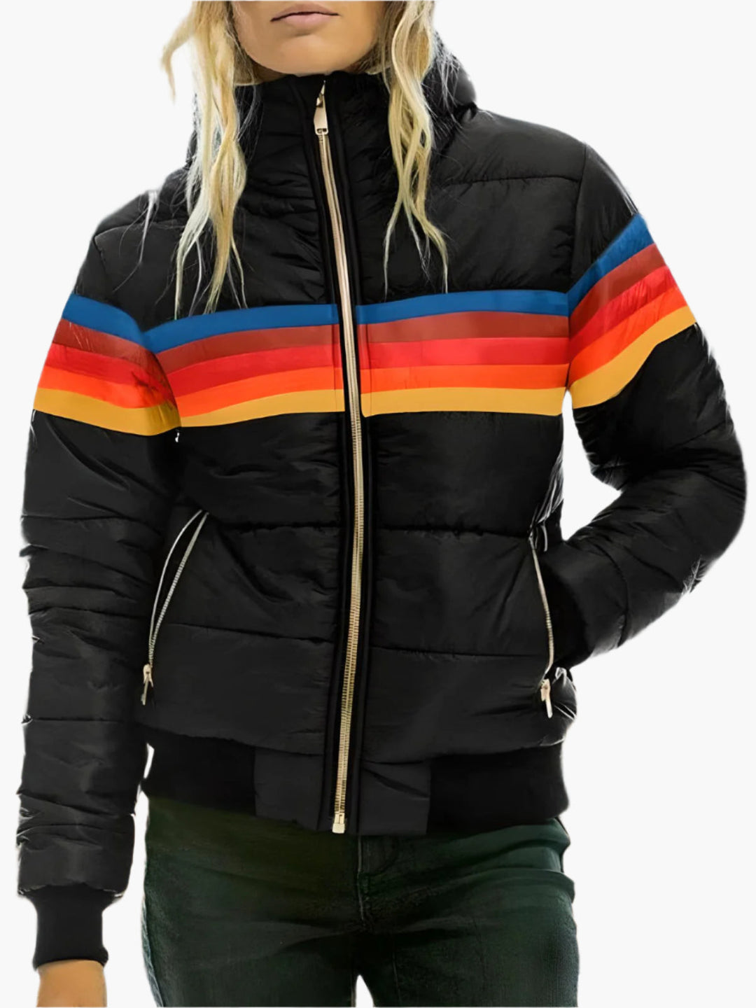 EB | Retro Steppjacke mit Kapuze - Modische Freizeit Winterjacke Im Vintage-Stil