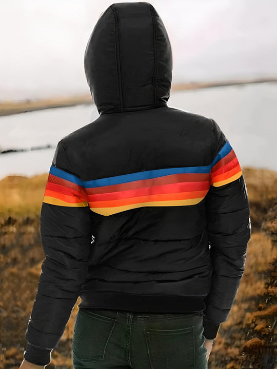 EB | Retro Steppjacke mit Kapuze - Modische Freizeit Winterjacke Im Vintage-Stil