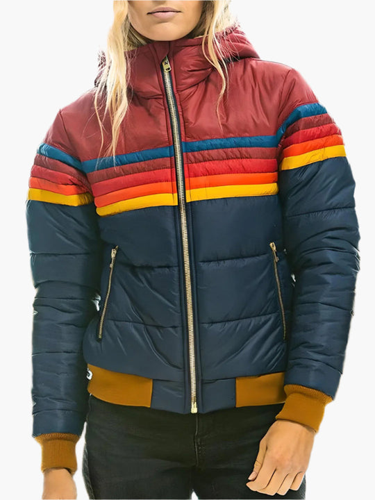EB | Retro Steppjacke mit Kapuze - Modische Freizeit Winterjacke Im Vintage-Stil