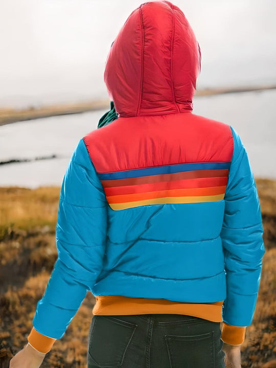 EB | Retro Steppjacke mit Kapuze - Modische Freizeit Winterjacke Im Vintage-Stil