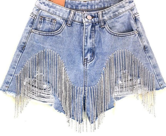 EB | Diamond Quasten Zerrissene Jeansshorts