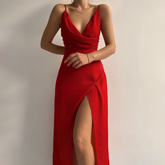 EB | Elegantes Satin Kleid mit Schlitz für Damen
