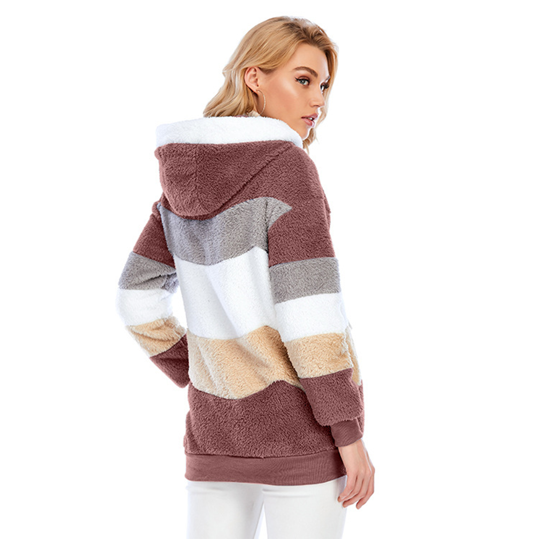 EB | Farbblock Fuzzy Jacke Für Damen