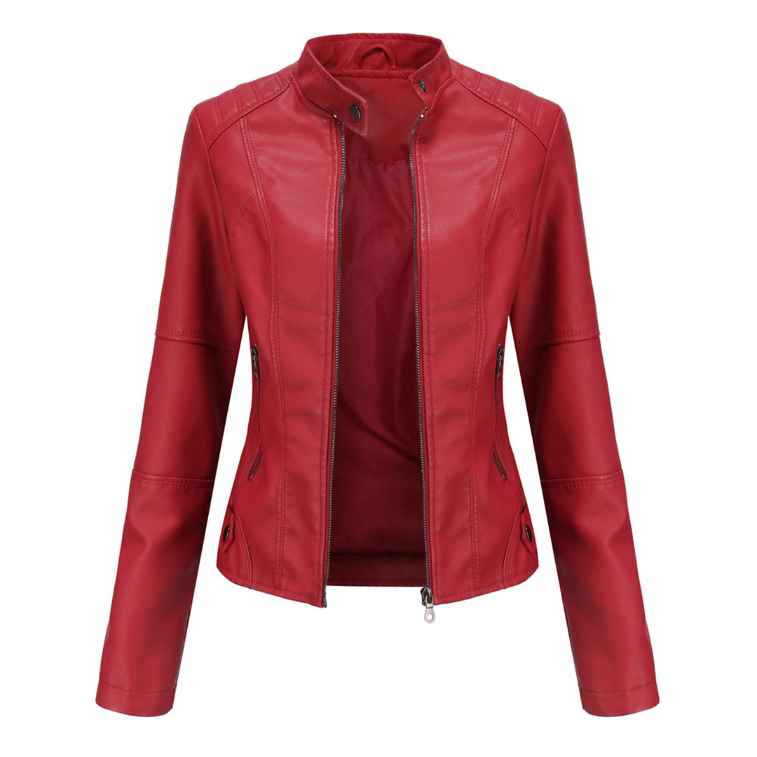 EB | Lederjacke - Biker-Stil & Stehkragen-Detail