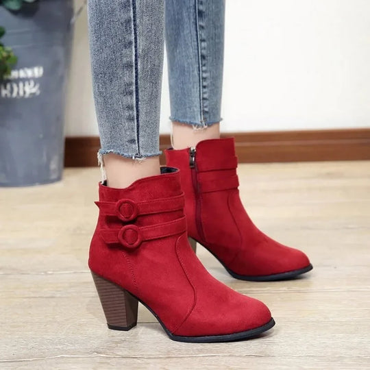 EB | Retro-Gürtel-Schnalle Block-Absatz-Stiefel