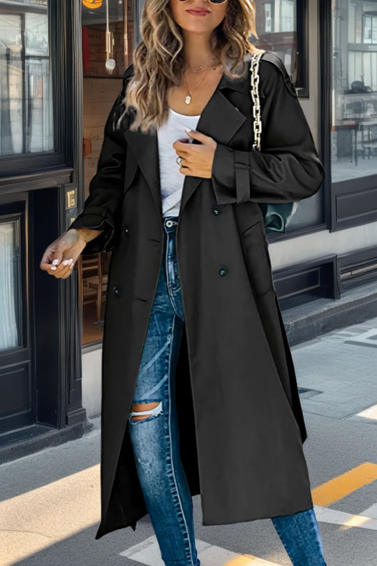 EB | Langer Leichter Trenchcoat Damen mit Gürtel