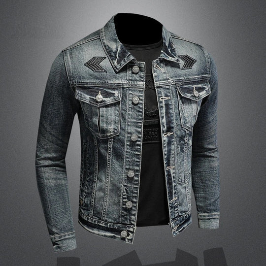 EB | Herren Schwarze Denimjacke - Stonewashed-Stil