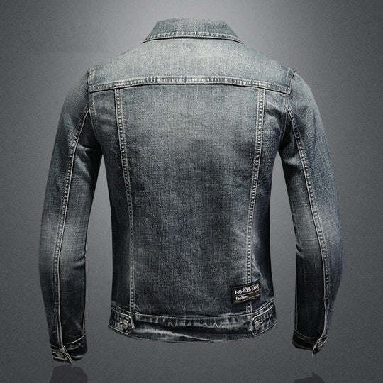 EB | Herren Graue Truckerjacke - Knopfverschluss mit Brusttaschen