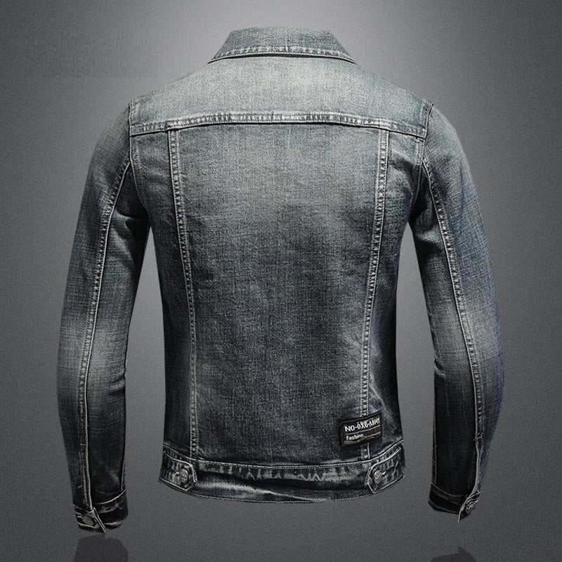 EB | Herren Schwarze Denimjacke - Stonewashed-Stil