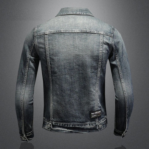 EB | Herren Schwarze Denimjacke - Stonewashed-Stil