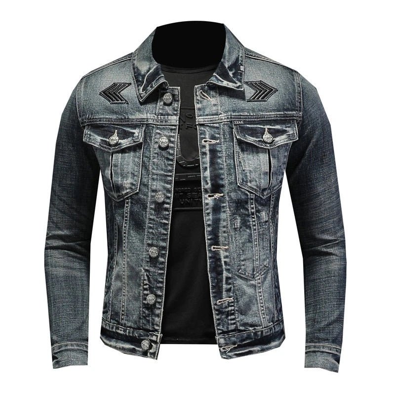 EB | Herren Schwarze Denimjacke - Stonewashed-Stil