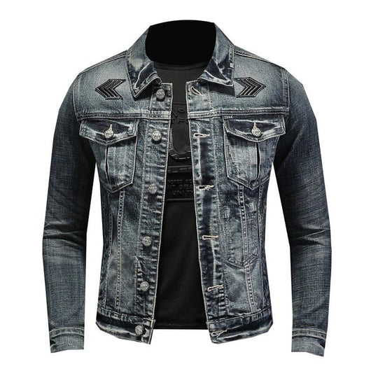EB | Herren Schwarze Denimjacke - Stonewashed-Stil