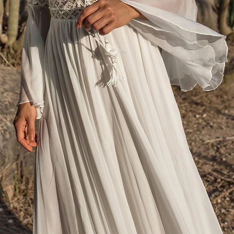 Leichtes Weißes Boho-Kleid mit Fließendem Schnitt für Sommer & Festivals | EB