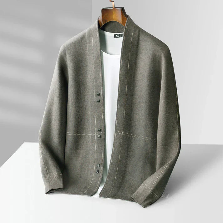 EB | Strickjacke Wolle Lockere Passform Knopfverschluss Weich Strukturierte Schicht Deluxe