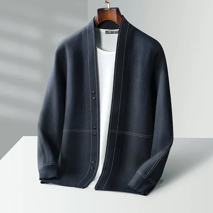 EB | Strickjacke Wolle Lockere Passform Knopfverschluss Weich Strukturierte Schicht Deluxe