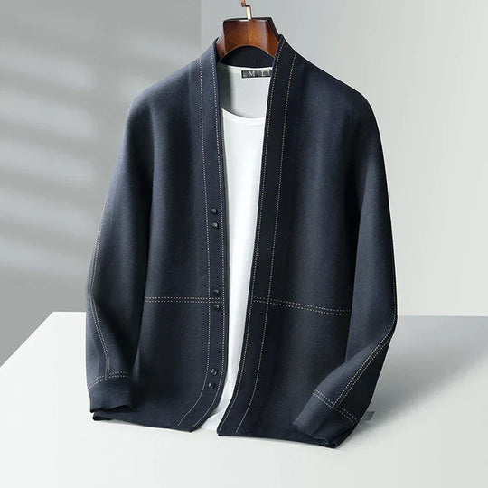 EB | Strickjacke Wolle Lockere Passform Knopfverschluss Weich Strukturierte Schicht Deluxe