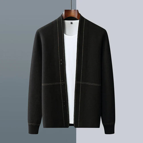 EB | Strickjacke Wolle Lockere Passform Knopfverschluss Weich Strukturierte Schicht Deluxe