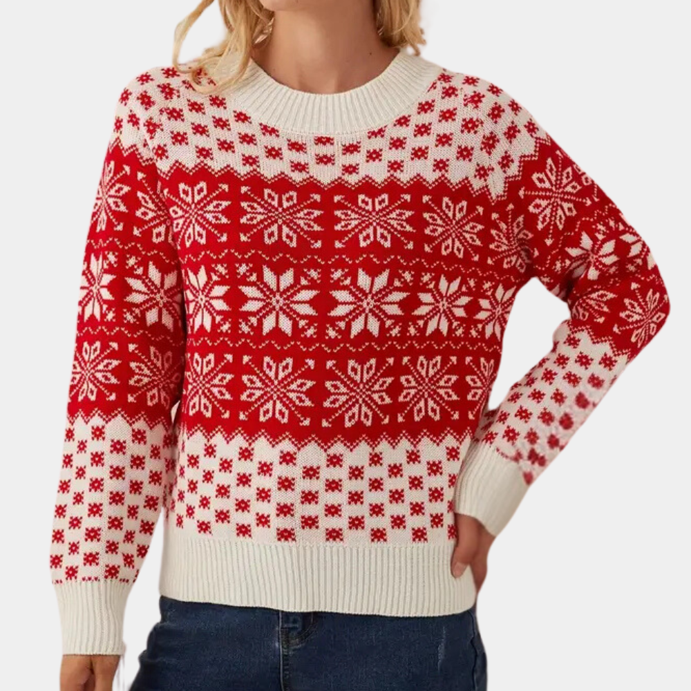 EB | Gestrickter Weihnachts-Pullover Damen Schneeflocken Design
