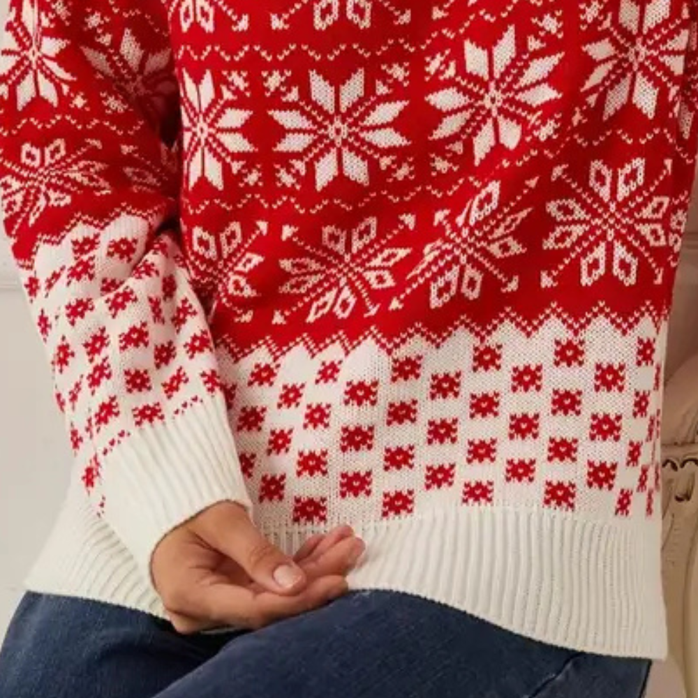 EB | Gestrickter Weihnachts-Pullover Damen Schneeflocken Design