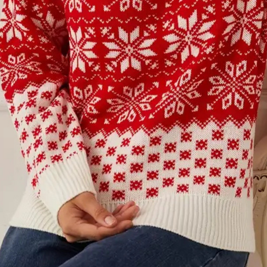 EB | Gestrickter Weihnachts-Pullover Damen Schneeflocken Design