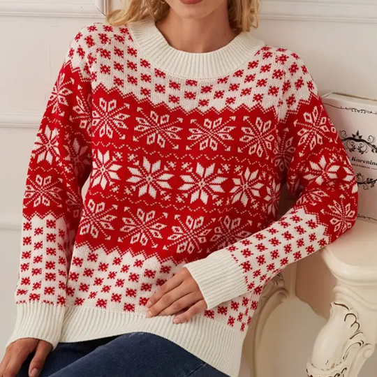 EB | Gestrickter Weihnachts-Pullover Damen Schneeflocken Design