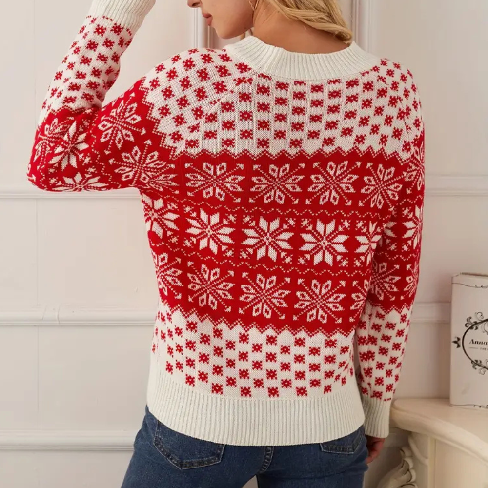 EB | Gestrickter Weihnachts-Pullover Damen Schneeflocken Design