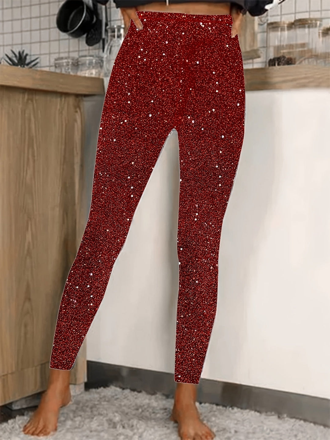 EB | Hochtaillierte Pailletten Leggings Glänzend & Komfortabel