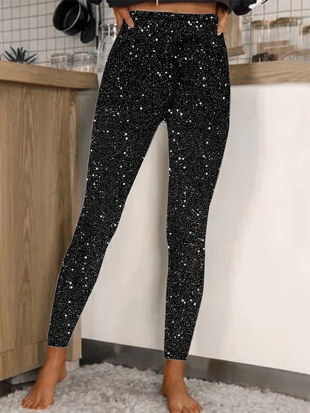 EB | Hochtaillierte Pailletten Leggings Glänzend & Komfortabel