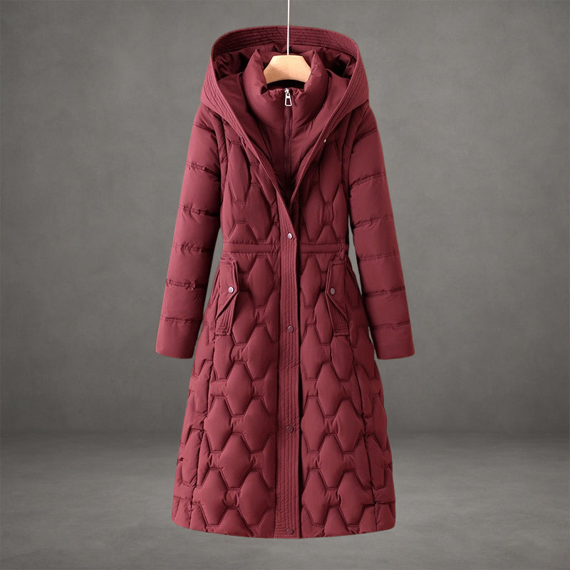 EB | Kapuzen Maxi Puffer Mantel Steppmantel mit Knopfleiste