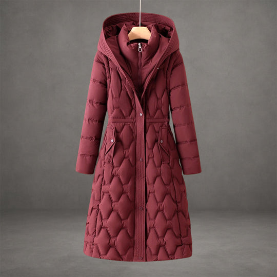 EB | Kapuzen Maxi Puffer Mantel Steppmantel mit Knopfleiste