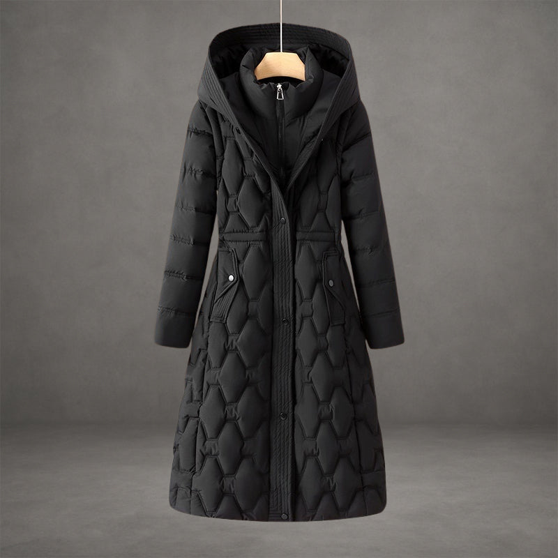 EB | Kapuzen Maxi Puffer Mantel Steppmantel mit Knopfleiste