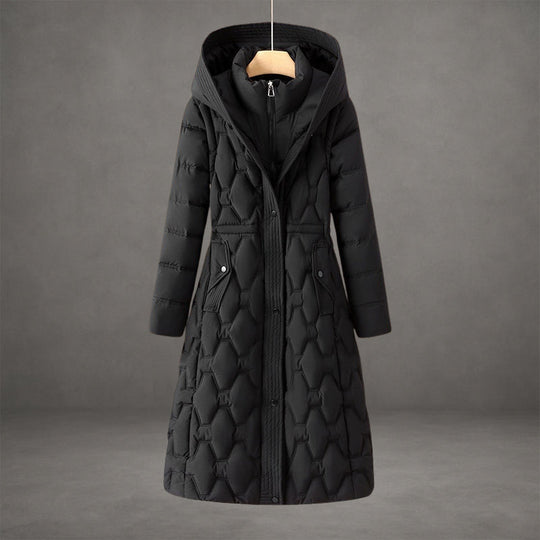 EB | Kapuzen Maxi Puffer Mantel Steppmantel mit Knopfleiste