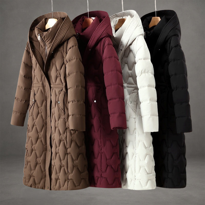 EB | Kapuzen Maxi Puffer Mantel Steppmantel mit Knopfleiste