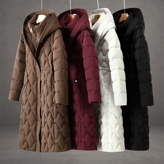 EB | Kapuzen Maxi Puffer Mantel Steppmantel mit Knopfleiste