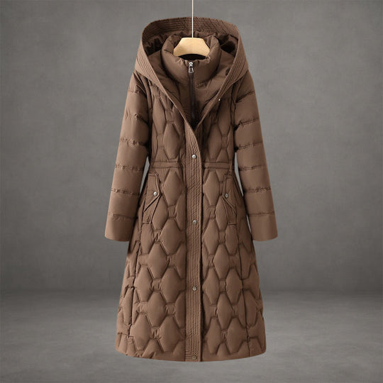 EB | Kapuzen Maxi Puffer Mantel Steppmantel mit Knopfleiste