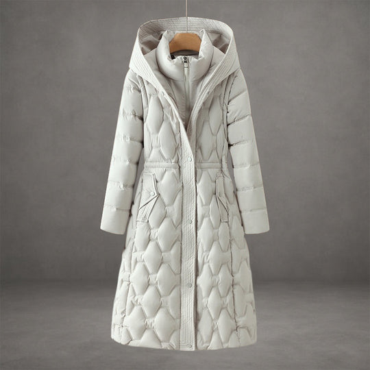 EB | Kapuzen Maxi Puffer Mantel Steppmantel mit Knopfleiste