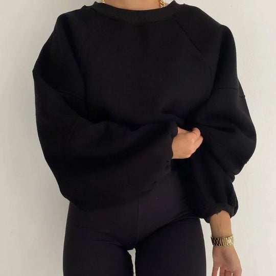EB | Lockerer Rundhals Langärmeliger Pullover