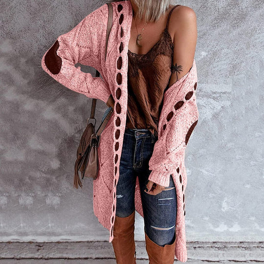 EB | Stilvoller Damen Cardigan mit Verspielten Details und Langer Passform