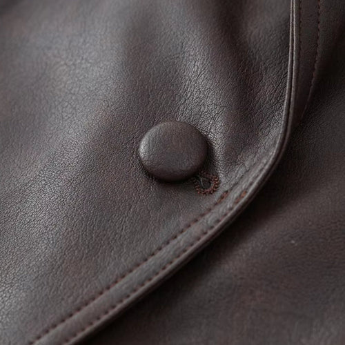 EB | Lederjacke - Wickeldesign - Gurtel Taille - Strukturierte Schultern - Schnürdetails