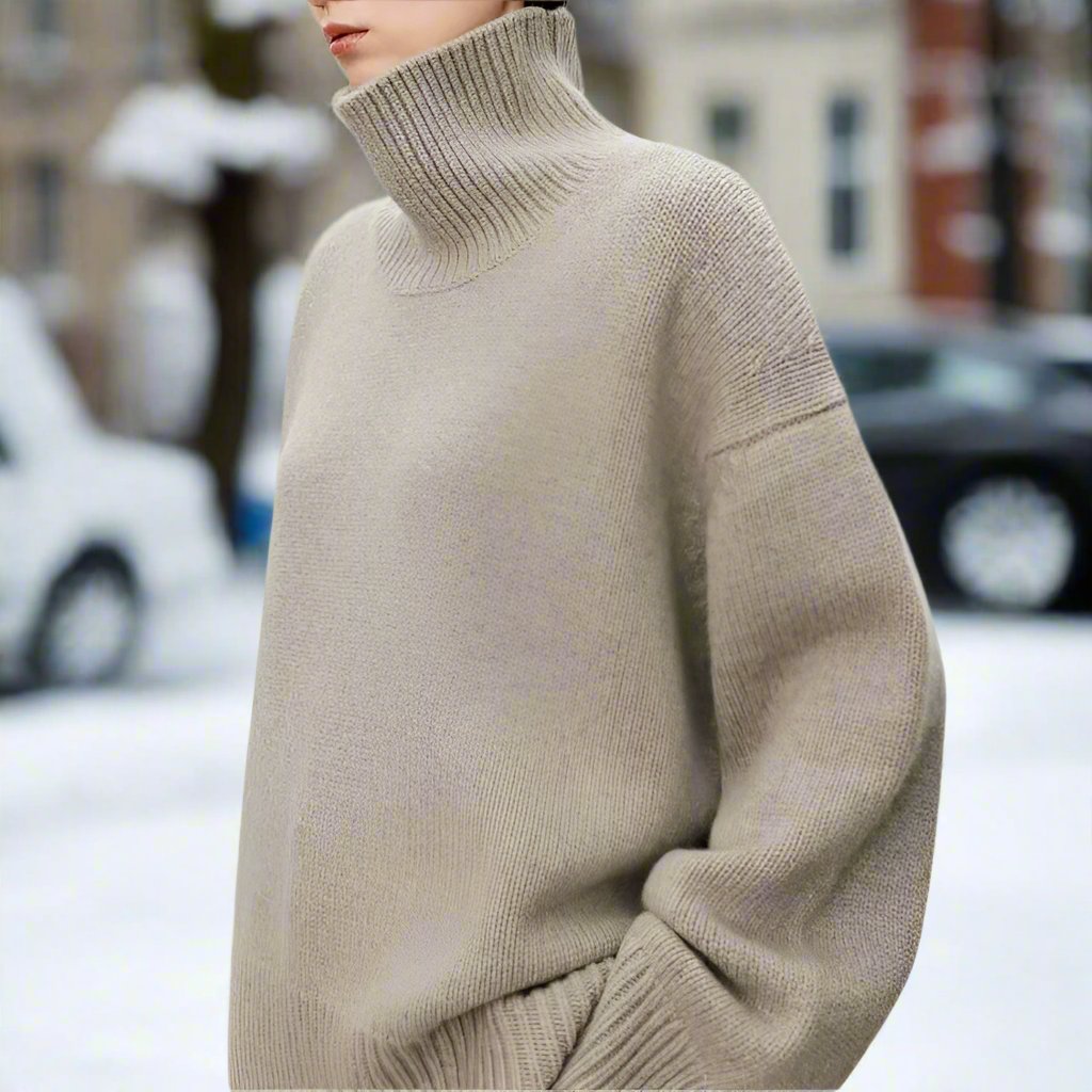 EB | Rollkragenpullover Gestrickte Wollmischung Oversized Fit Weich und Warm