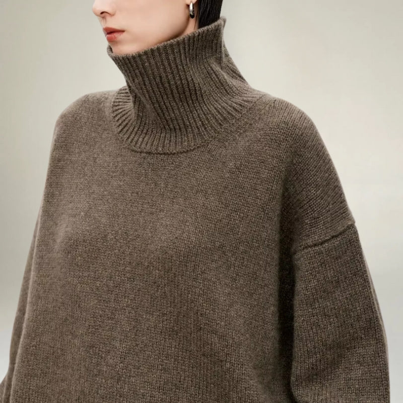 EB | Rollkragenpullover Gestrickte Wollmischung Oversized Fit Weich und Warm