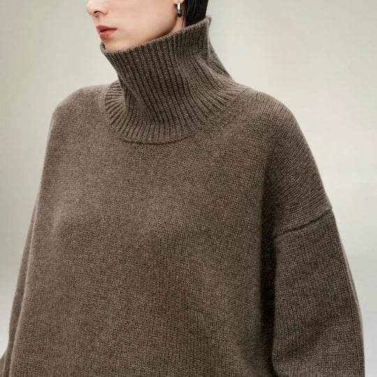 EB | Rollkragenpullover Gestrickte Wollmischung Oversized Fit Weich und Warm