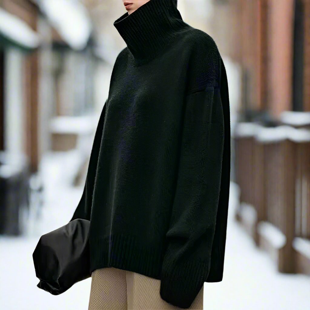 EB | Rollkragenpullover Gestrickte Wollmischung Oversized Fit Weich und Warm