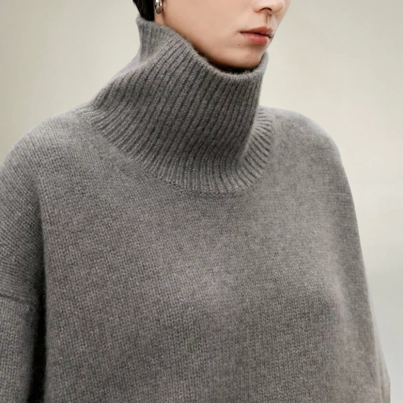 EB | Rollkragenpullover Gestrickte Wollmischung Oversized Fit Weich und Warm