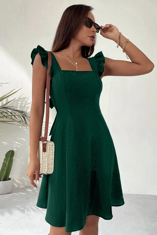 EB | Rüschen Mini Kleid mit Rückenschnürung